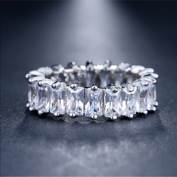 Cubic Zirconia Ring Wedding Eternity Band - Picture 2 of 3